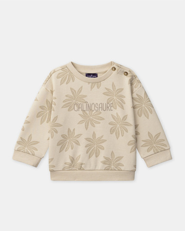 Sweat en molleton imprim&eacute; palmiers Coloris beige  Sergent Major
