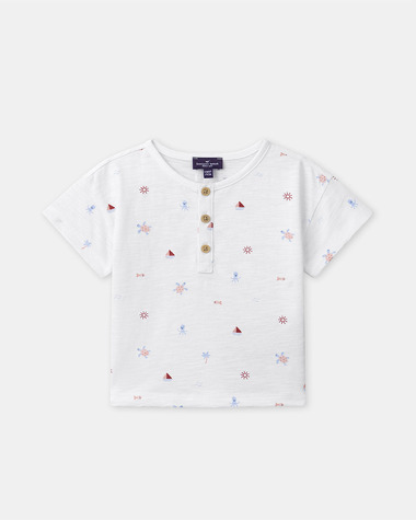 T-shirt imprim&eacute; marin et animaux Coloris &eacute;cru  Sergent Major