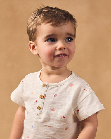 T-shirt imprim&eacute; marin et animaux Coloris &eacute;cru  Sergent Major