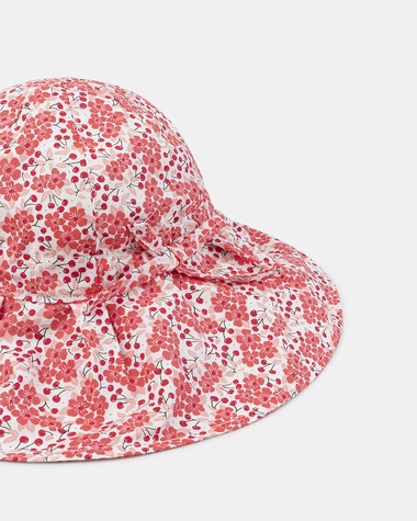 Chapeau cache nuque imprim&eacute; fleuri B&eacute;b&eacute; Fille Coloris rose  Sergent Major
