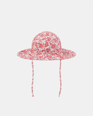 Chapeau cache nuque imprim&eacute; fleuri B&eacute;b&eacute; Fille Coloris rose  Sergent Major