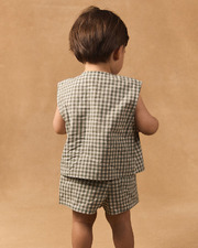 Ensemble d&eacute;bardeur et short vichy Coloris vert fonc&eacute;/ivoire  Sergent Major