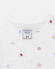 T-shirt imprim&eacute; marin et animaux Coloris &eacute;cru  Sergent Major