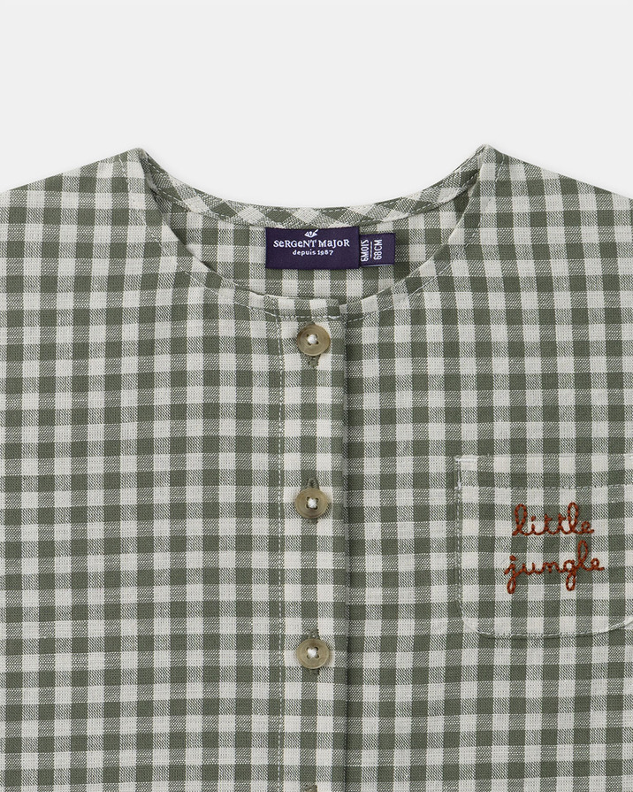 Ensemble d&eacute;bardeur et short vichy Coloris vert fonc&eacute;/ivoire  Sergent Major