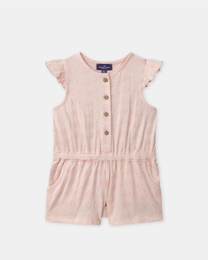 Combinaison courte &agrave; broderies fleuries Coloris rose clair  Sergent Major