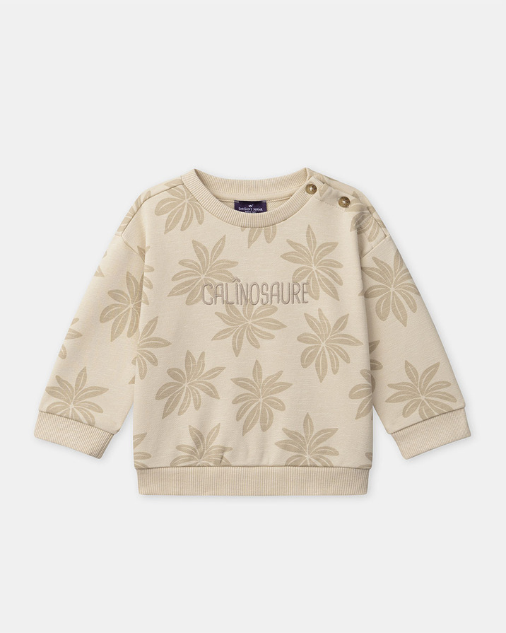Sweat en molleton imprim&eacute; palmiers Coloris beige  Sergent Major