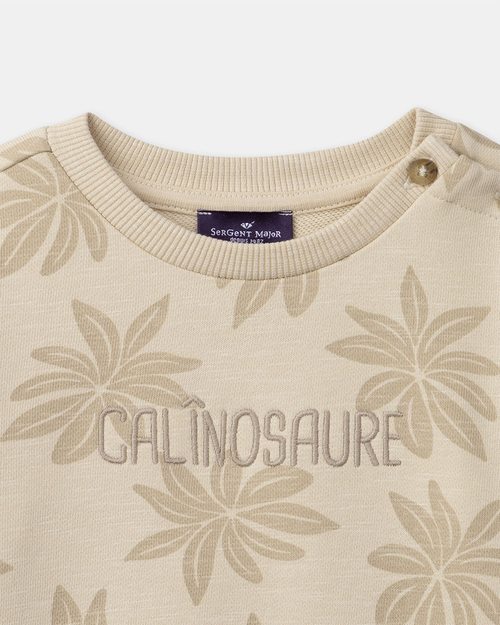 Sweat en molleton imprim&eacute; palmiers Coloris beige  Sergent Major