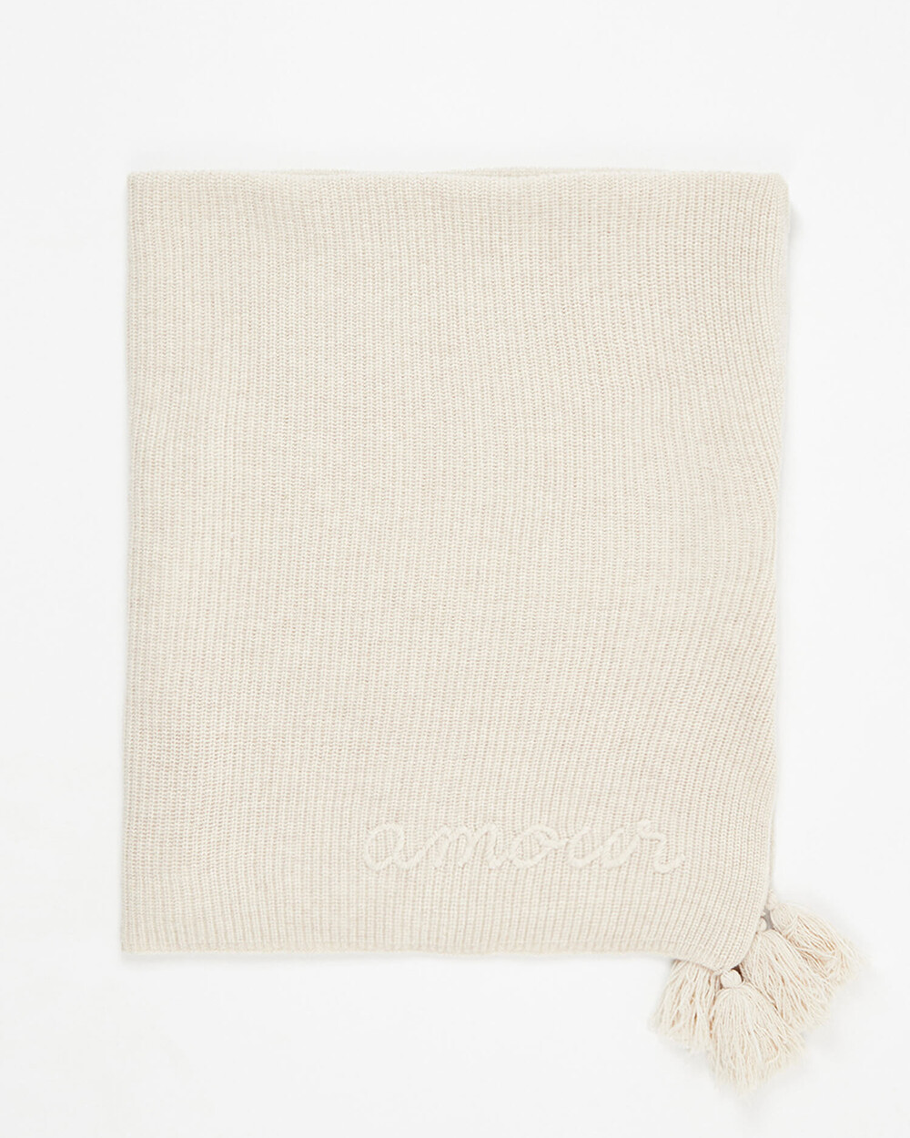 Couverture en laine M&eacute;rinos Coloris beige chin&eacute;  Natalys