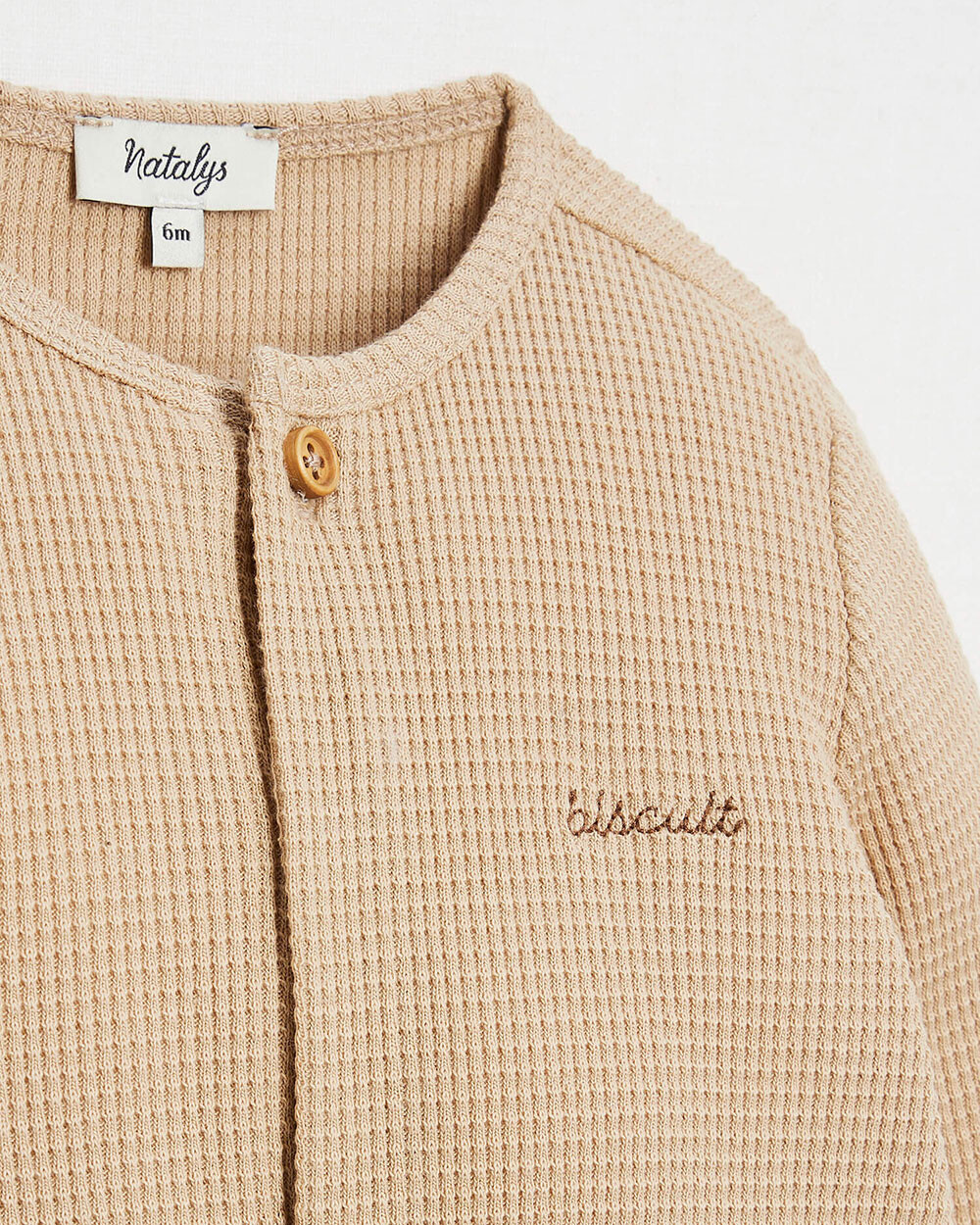 Grenouill&egrave;re en nid d'abeille brod&eacute;e Coloris camel  Natalys