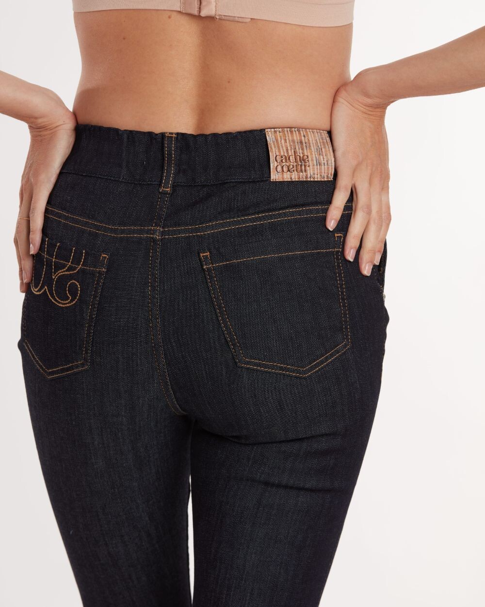 Jean de grossesse slim Denim brut Cache coeur