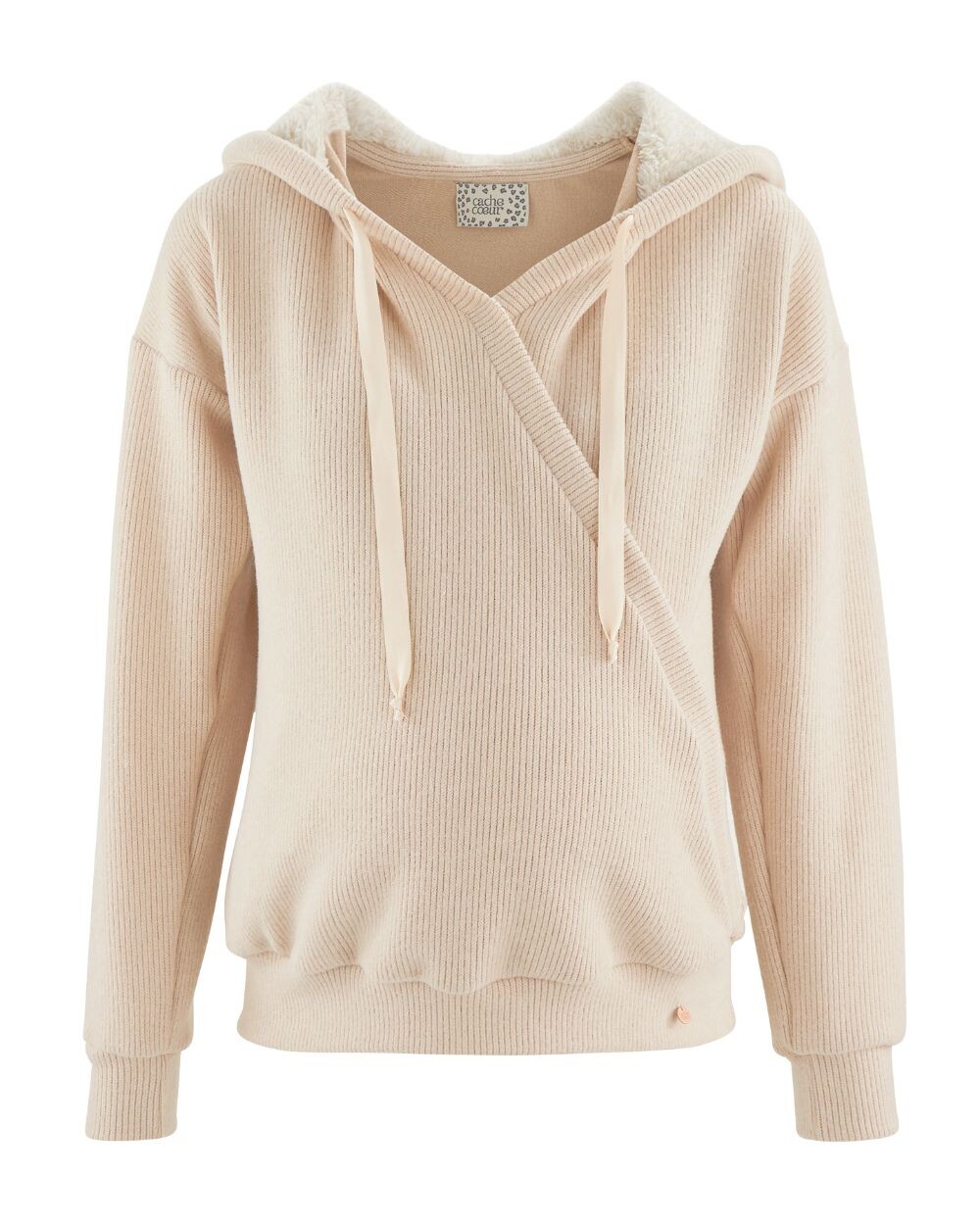 Sweat &agrave; capuche de grossesse Coloris avoine  Cache coeur