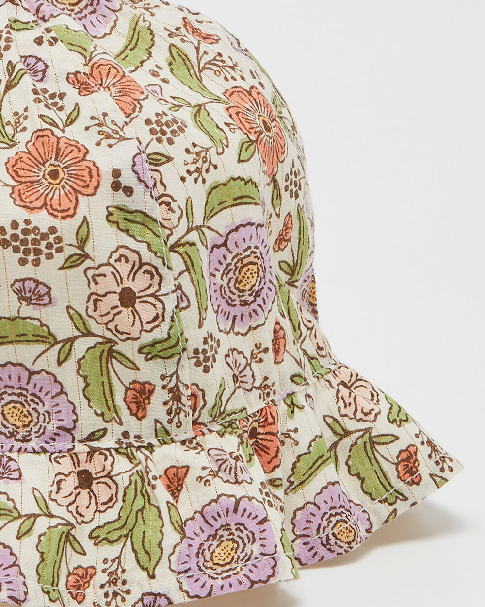 Chapeau imprim&eacute; fleurs A rayures lurex  Natalys