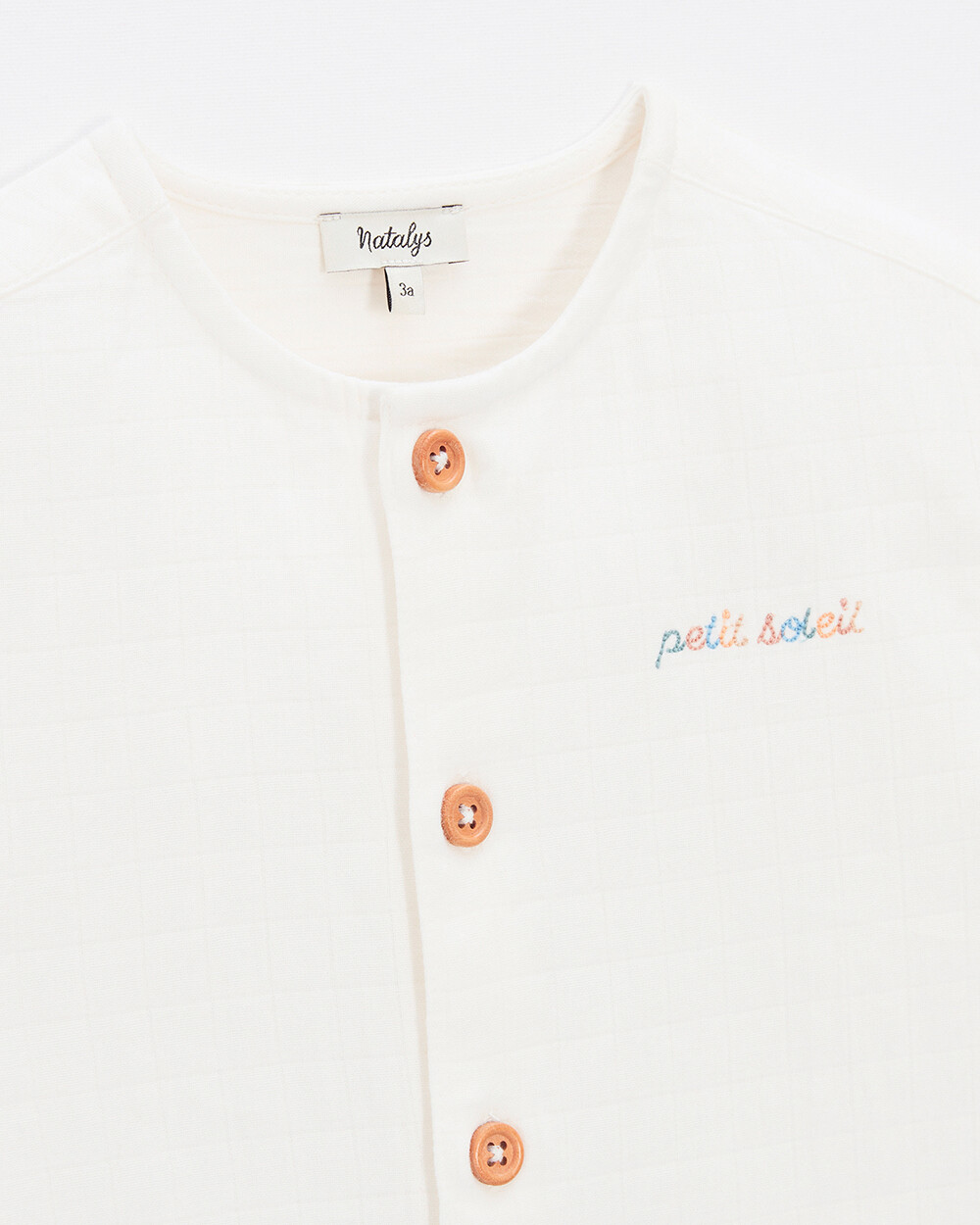 Chemise enfant manches courtes brodée Coloris écru Natalys