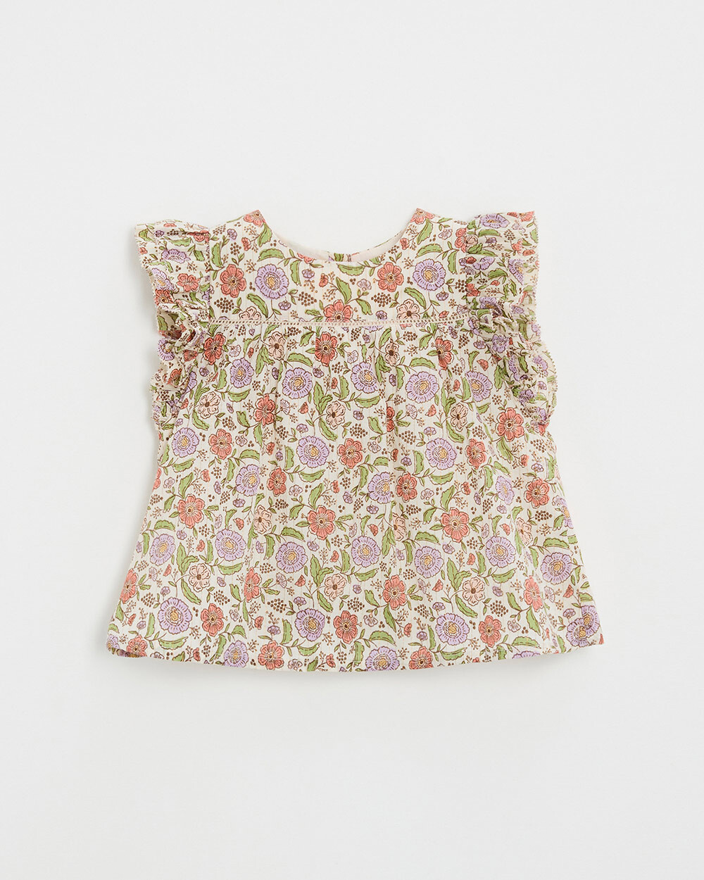 Blouse enfant imprim&eacute; fleurs A rayures lurex  Natalys