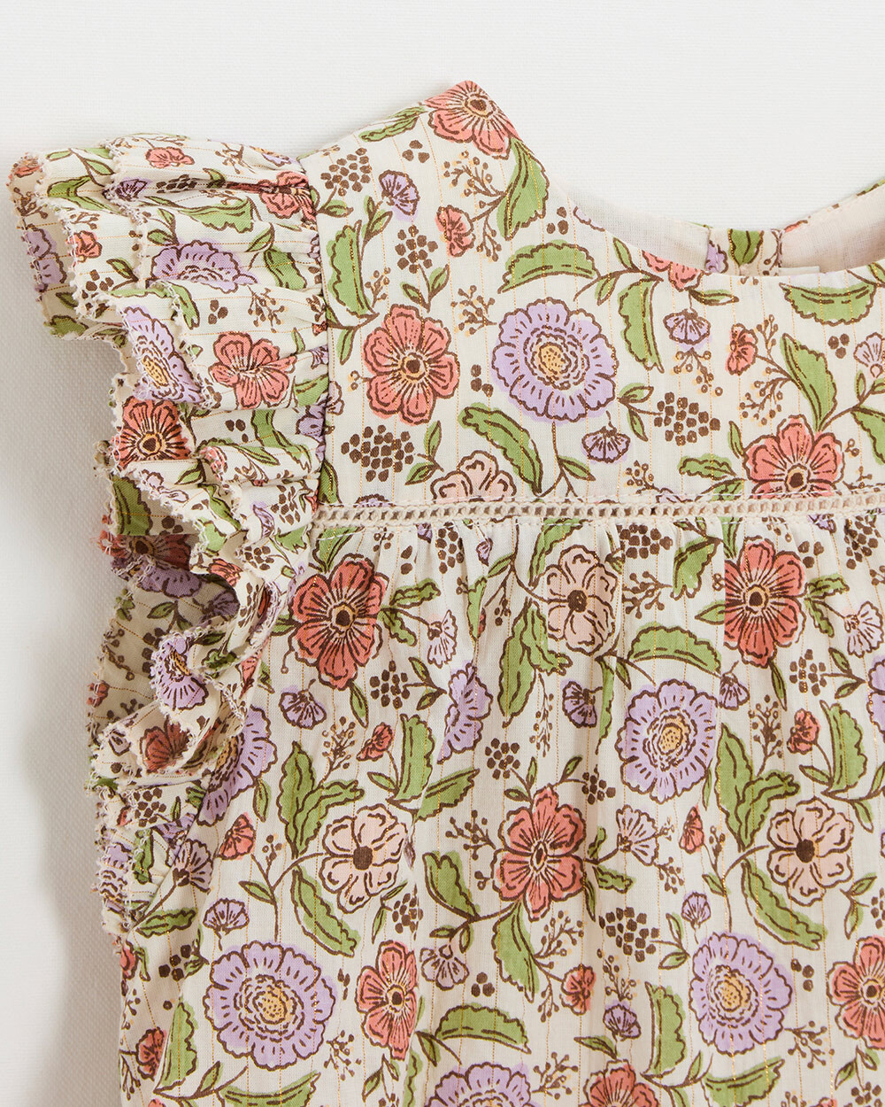 Blouse enfant imprim&eacute; fleurs A rayures lurex  Natalys