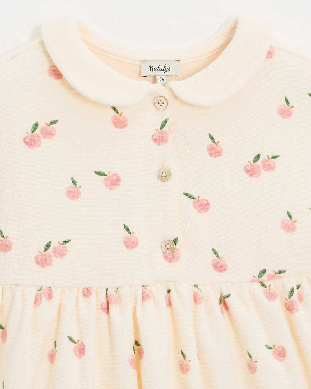 Robe enfant manches courtes en éponge Imprimé pommes Natalys