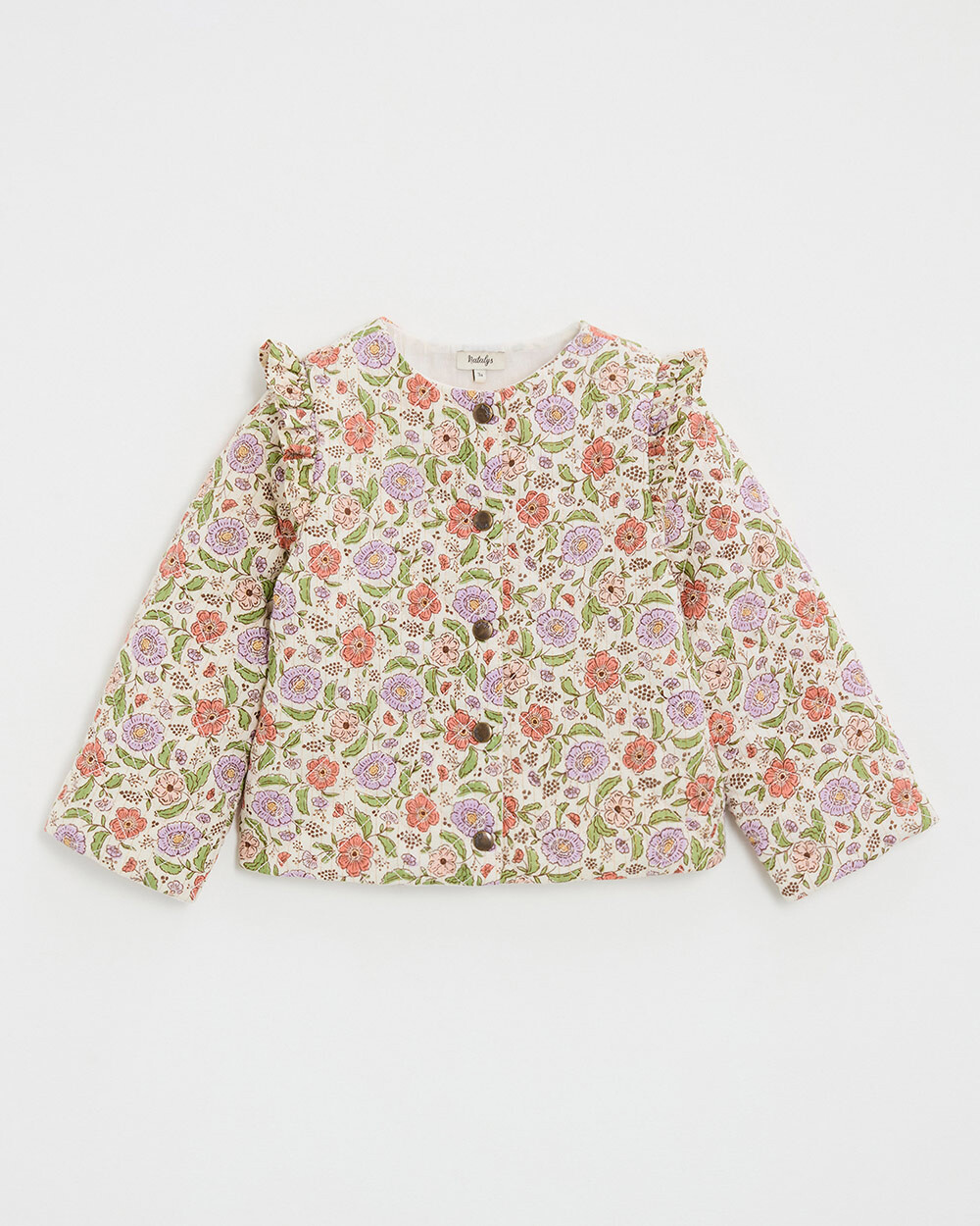 Veste enfant matelassée Imprimé fleurs rayures lurex Natalys