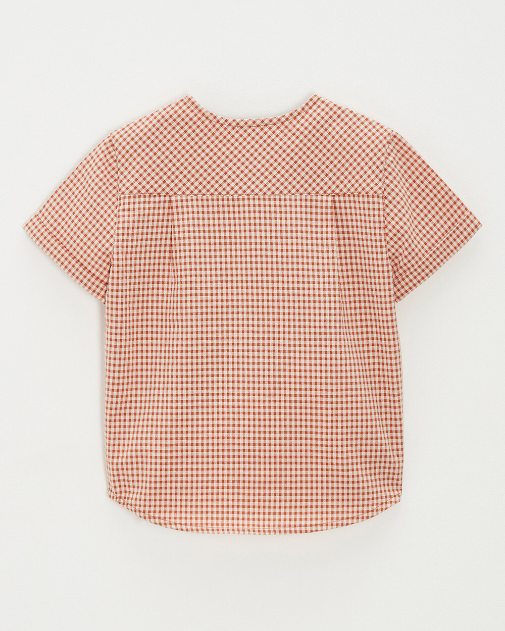 Chemise enfant manches courtes Vichy coloris beige clair Natalys