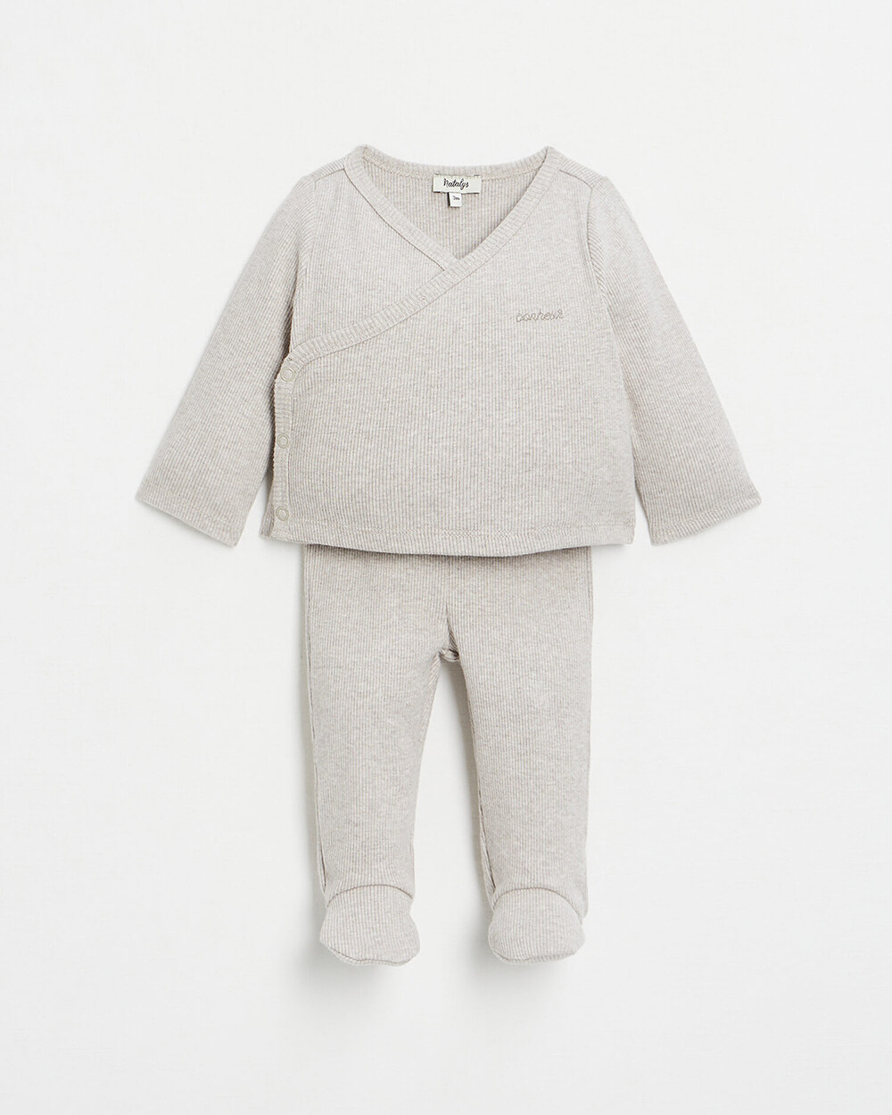 Ensemble en coton brodé Coloris beige chiné Natalys