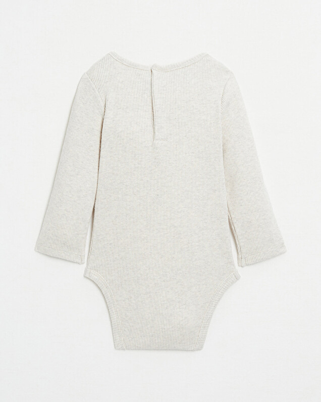 Body brodé à côtes manches longues Coloris beige chiné Natalys