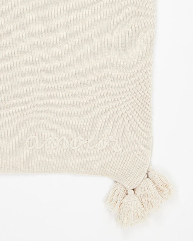 Couverture en laine Mérinos Coloris beige chiné Natalys
