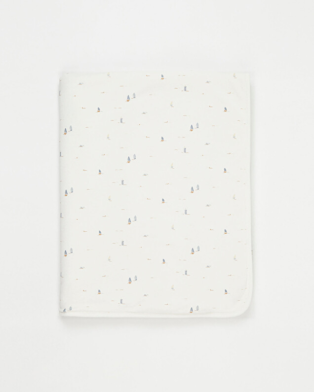 Couverture doublé fourrure Imprimé bateau Natalys
