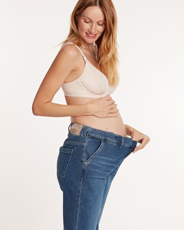 Jean de grossesse Mom Denim bleu Cache coeur