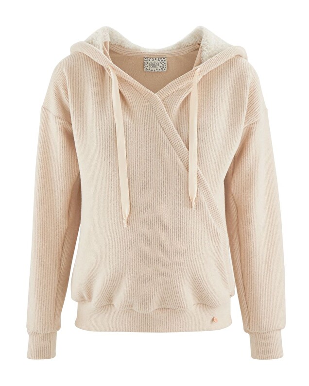 Sweat à capuche de grossesse Coloris avoine Cache coeur