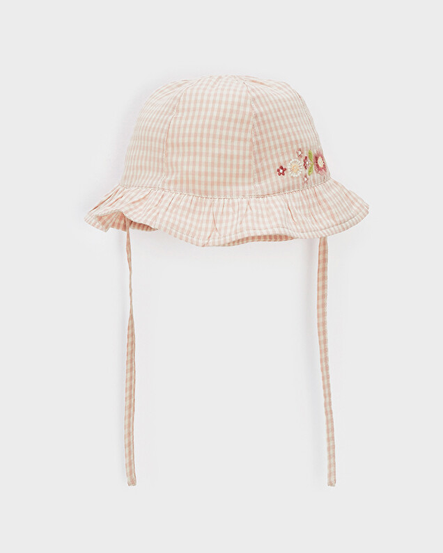 Chapeau en vichy brodé Coloris craie Natalys
