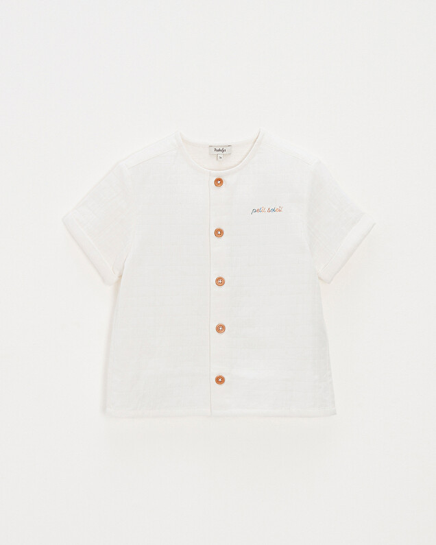 Chemise enfant manches courtes brodée Coloris écru Natalys
