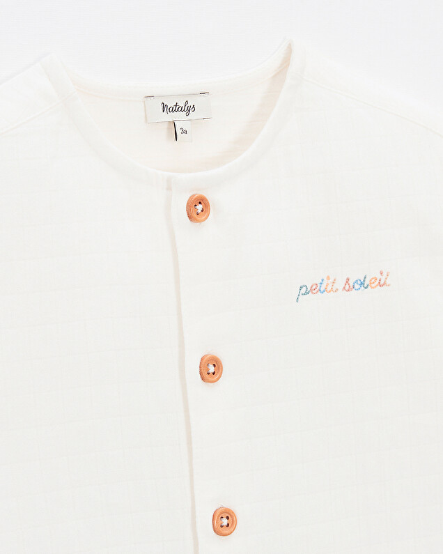 Chemise enfant manches courtes brodée Coloris écru Natalys