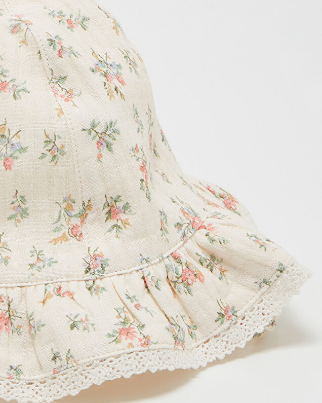 Chapeau imprimé fleurs Coloris craie Natalys