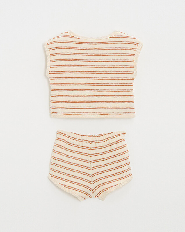 Pyjama 2 pièces en éponge Rayures coloris écru Natalys