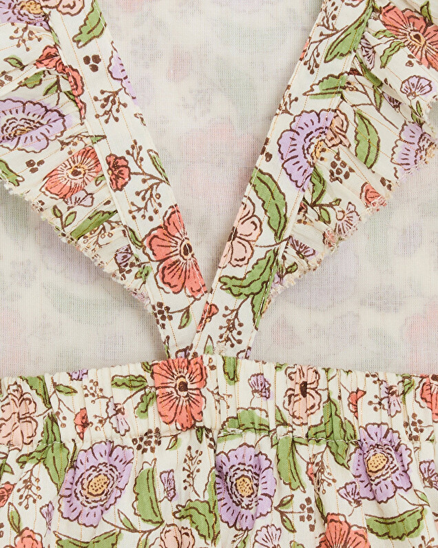 Robe enfant imprimé fleurs A rayures lurex Natalys