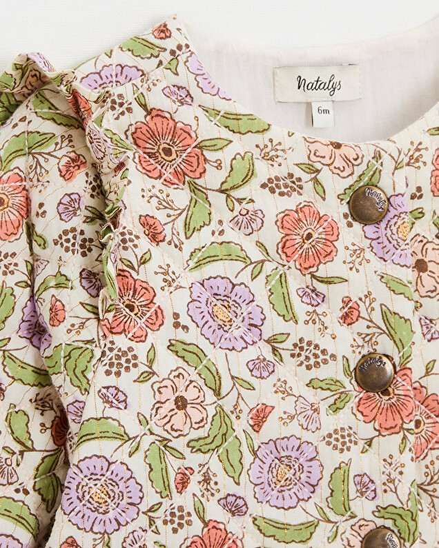 Veste matelassée Imprimé fleurs rayures lurex  Natalys