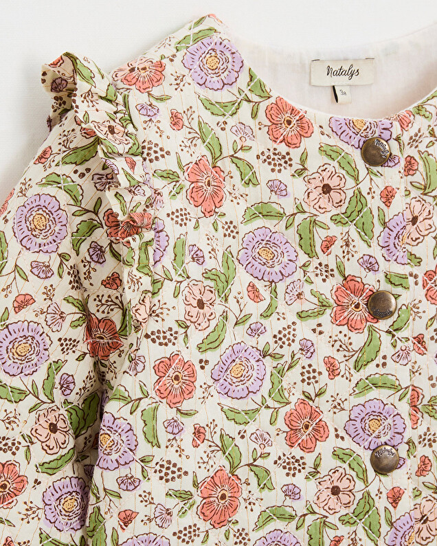 Veste enfant matelassée Imprimé fleurs rayures lurex Natalys