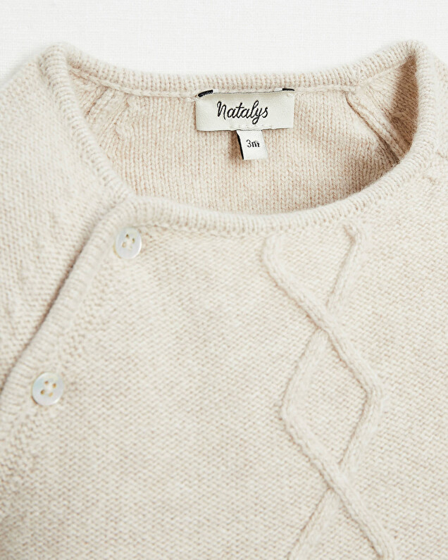 Ensemble en laine Mérinos Coloris beige chiné Natalys