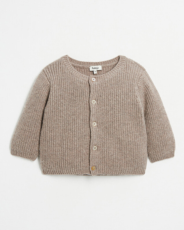 Gilet en laine Mérinos Coloris marron chiné Natalys