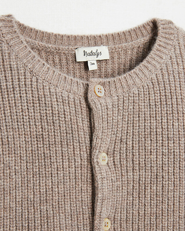 Gilet en laine Mérinos Coloris marron chiné Natalys