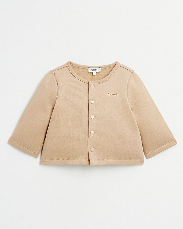 Gilet en molleton brodé Coloris camel Natalys