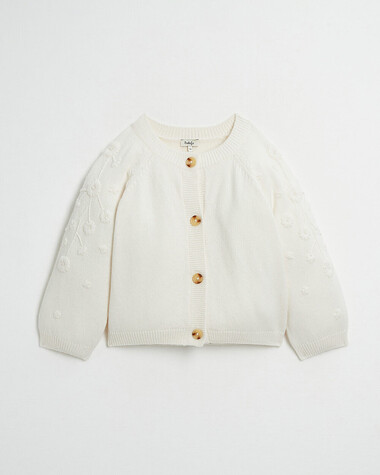 Cardigan enfant brod&eacute; en tricot Coloris &eacute;cru  Natalys