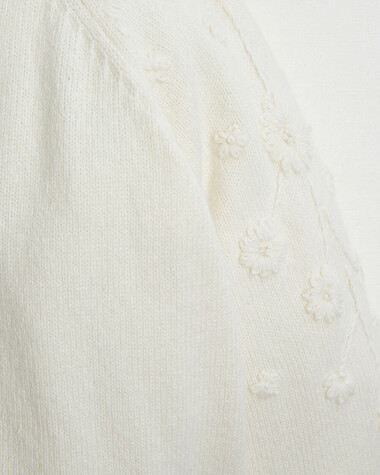 Cardigan enfant brod&eacute; en tricot Coloris &eacute;cru  Natalys