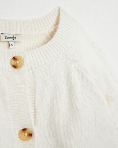 Cardigan enfant brod&eacute; en tricot Coloris &eacute;cru  Natalys