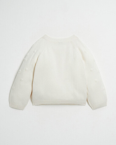 Cardigan enfant brod&eacute; en tricot Coloris &eacute;cru  Natalys