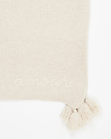 Couverture en laine M&eacute;rinos Coloris beige chin&eacute;  Natalys