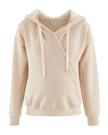 Sweat &agrave; capuche de grossesse Coloris avoine  Cache coeur
