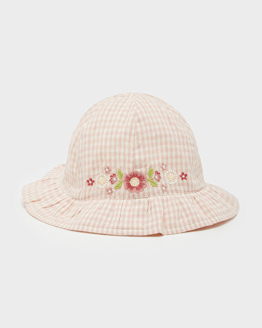 Chapeau en vichy brod&eacute; Coloris craie  Natalys