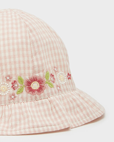 Chapeau en vichy brod&eacute; Coloris craie  Natalys