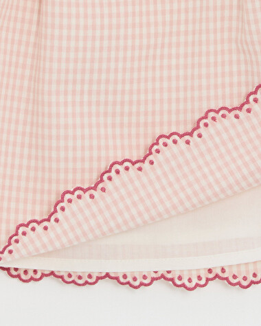 Robe enfant en vichy brod&eacute;e Coloris craie  Natalys