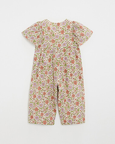 Combinaison enfant imprim&eacute;e fleurs A rayures lurex  Natalys